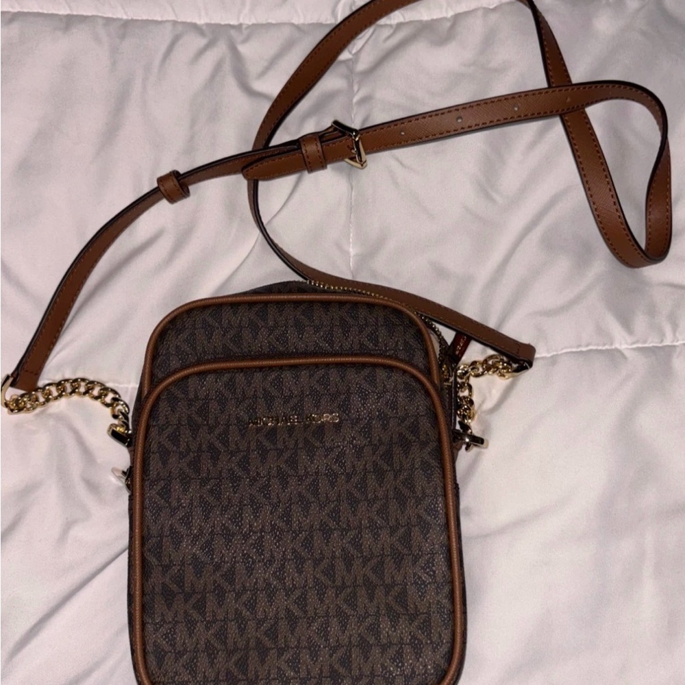 Michael Kors Dark Brown Crossbody with Gold Accents